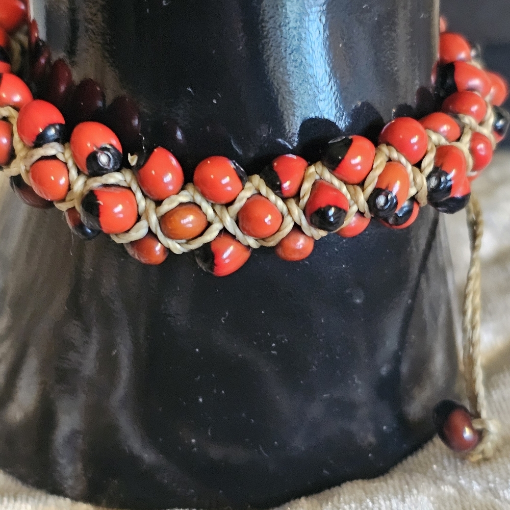 Handcrafted Red and Black Beaded Bracelet